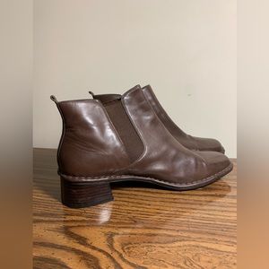 dark brown leather booties